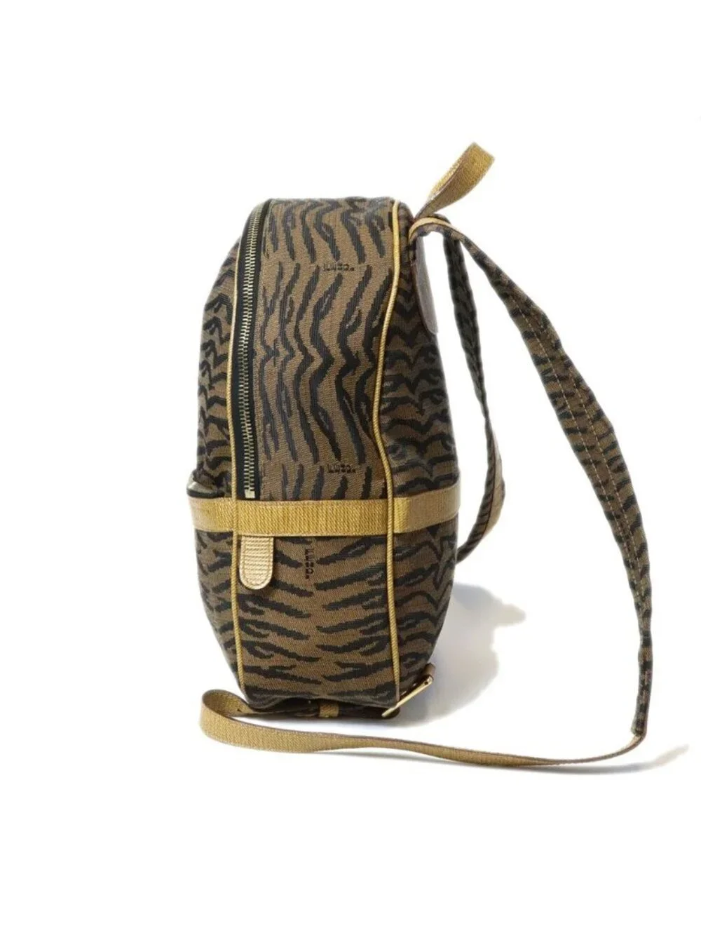 Fendi Backpack Zebra Tiger Canvas Leather Vintage